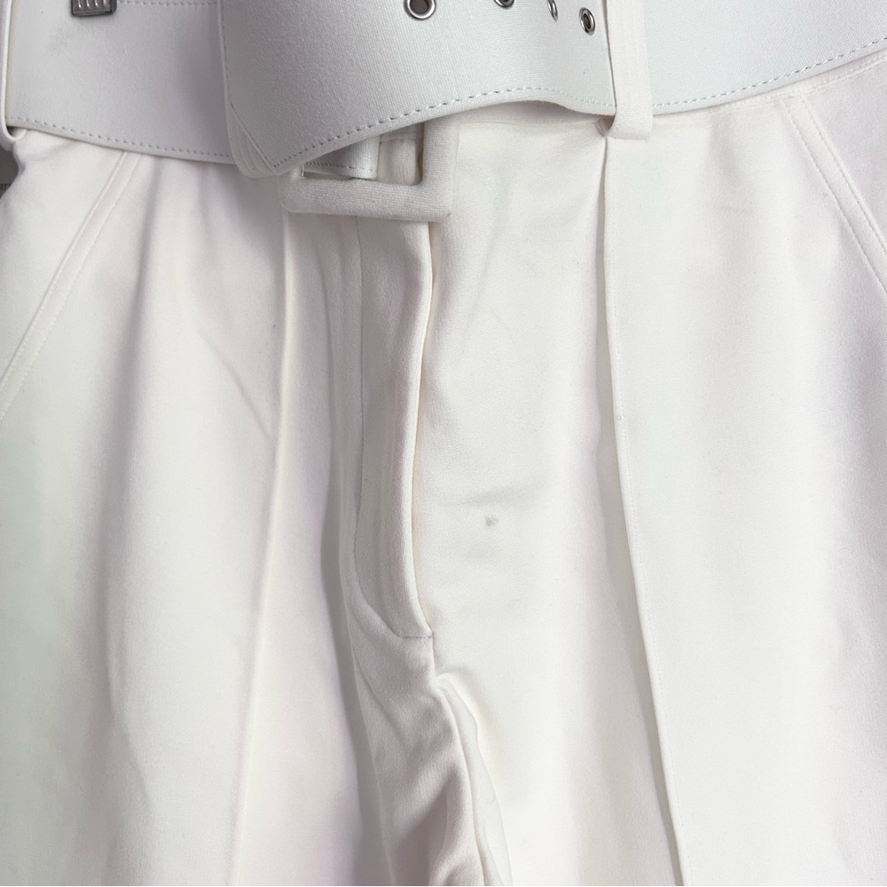 NWT VB Belted Wide‑Leg Stretch Ponte Pants in Ivory Victoria Victoria Beckham - Picture 10 of 14